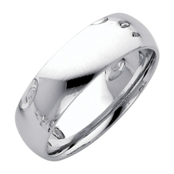 FB Jewels 14K White Gold Men's Solid Heavy Weight 6mm Plain Traditional Comfort Fit Wedding Ring Band Size 8.5