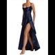 thumbnail image 1 of Vestido de Cóctel para Mujer, Ajustado, Informal, , con Escote en V, Sin Mangas, de Satén, con Volantes en el Bajo y Espalda Descubierta. Azul Oscuro S, 1 of 10