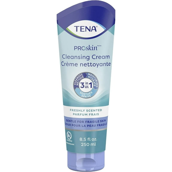 TENA ProSkin Cleansing Cream Rinse-Free Body Wash, Mild Scent, 10 Ct