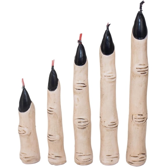 5 velas de dedo de Halloween, velas de dedo de bruja de Halloween, decoración de dedo de Halloween, vela de dedo aterradora de Halloween, vela de terror decoración gótica de Halloween