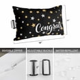 thumbnail image 3 of Outdoor Lumbar Pillows with Strap & Insert Congrats Stars Cheers Recliner Head Pillow Pack of 2 Black Golden Waterproof Headrest Patio Lounge Chair Pillows for Beach Office 12x20 Inch, 3 of 9