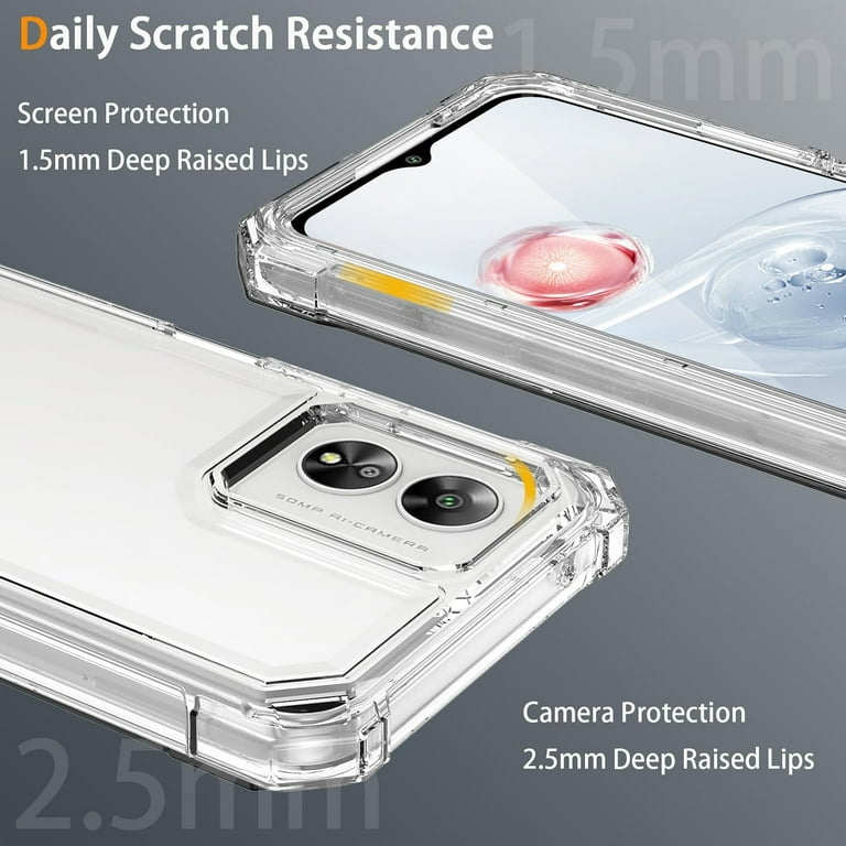 TJS for Boost Mobile Celero5G SC Phone Case, with Screen Protector, Full  Body Protective Heavy Duty Hybrid Bumper Cover for Celero 5G SC (Clear)