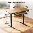 thumbnail image 3 of 55" x 24" Electric Standing Desk with Keyboard Tray, Height Adjustable Sit Stand up Desk with Headphone Hook & 4 Height Memory Pre-Set for Home Office, Rustic Brown, 3 of 10