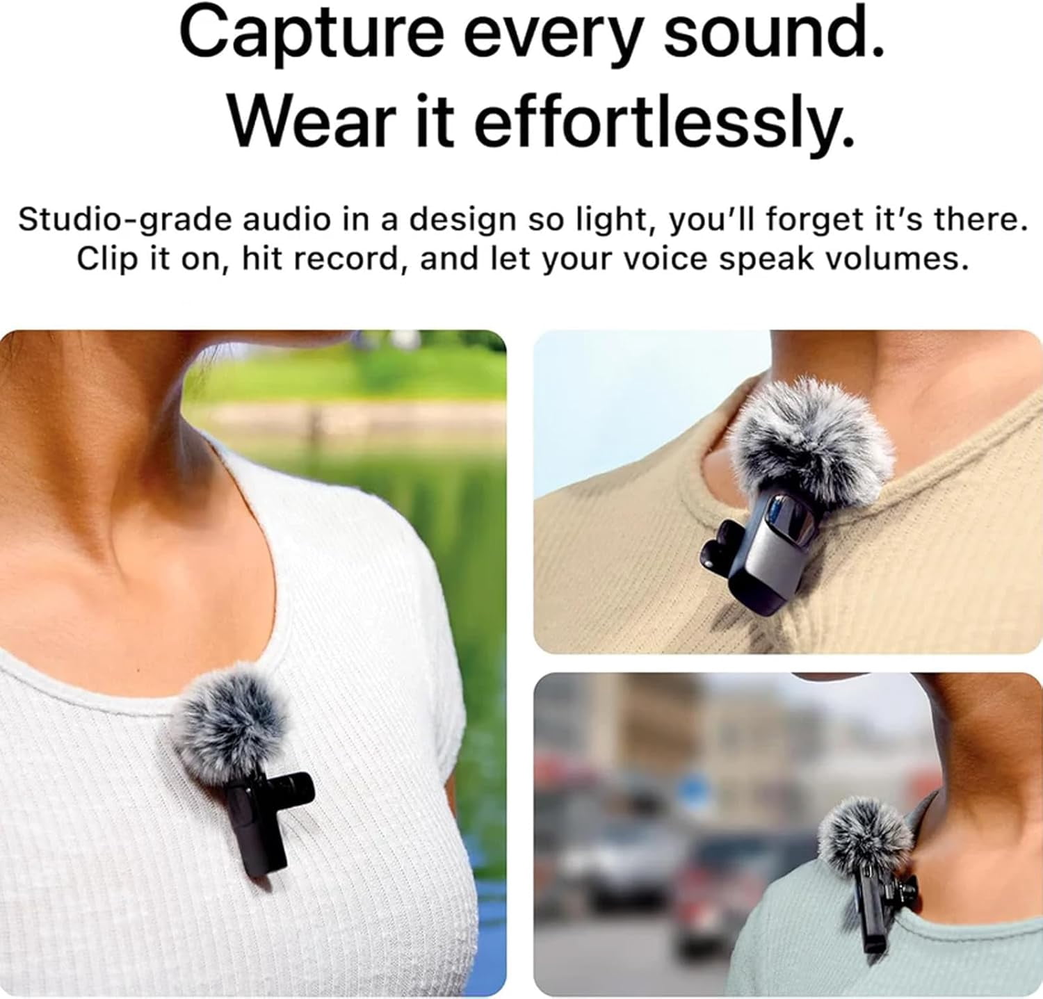 Wireless Noise-Reducing Mic Set, 2 Pack Wireless Lavalier Microphone, Lapel Mic Plug and Play, Long Battery Life & Easy to Carry, for Video Recording Interview (2 Pack)