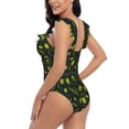 thumbnail image 5 of Yiaed Green Branch Olive Print Women's Ruffled One Piece Swimsuit V Neck Swimwear Slimming Monokini for Woman-XX-Large, 5 of 8