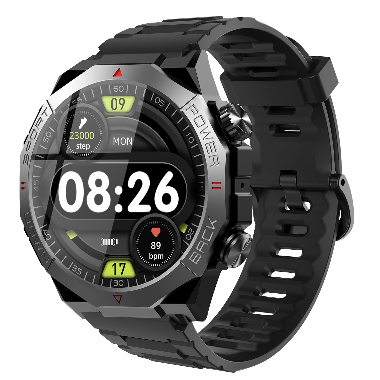 Smartwatch for Men, 1.39'' with Bluetooth Answer Make Calls/120+ Sport Mode/30-Day Standby, Rugged Smartwatch fits for Android and iPhone Devices Black