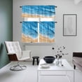 thumbnail image 6 of Ocean Gradient Blue Waves Curtain Tier and Valance Set 3 Piece, Summer Coastal Beach 3-inch Rod Pocket Window Tier Curtains Valance for Kitchen Living Room, 6 of 9