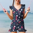 thumbnail image 2 of Odeerbi 7-16 Years Kids Girls One Piece Swimsuit Summer Beach Hawaiian Ruffle Beachwear Floral Bathing Suit Padded Swim Jumpsuit with Pocket, 2 of 9