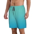thumbnail image 2 of Kdxio Teal Turquoise Pattern Mens Casual Shorts - Drawstring Summer Beach Sports Shorts for Men, 2 of 5