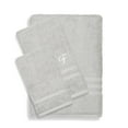 thumbnail image 5 of Authentic Hotel and Spa  Omni Turkish Cotton Terry 3-piece Grey Bath Towel Set with White Script Monogrammed Initial E, 5 of 5