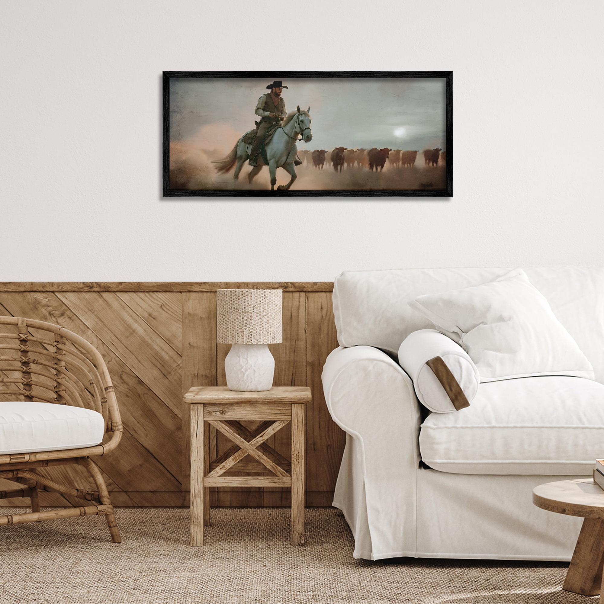 Stupell Industries Home Bound Cowboy Black Framed Giclee Art, design by Kim Allen