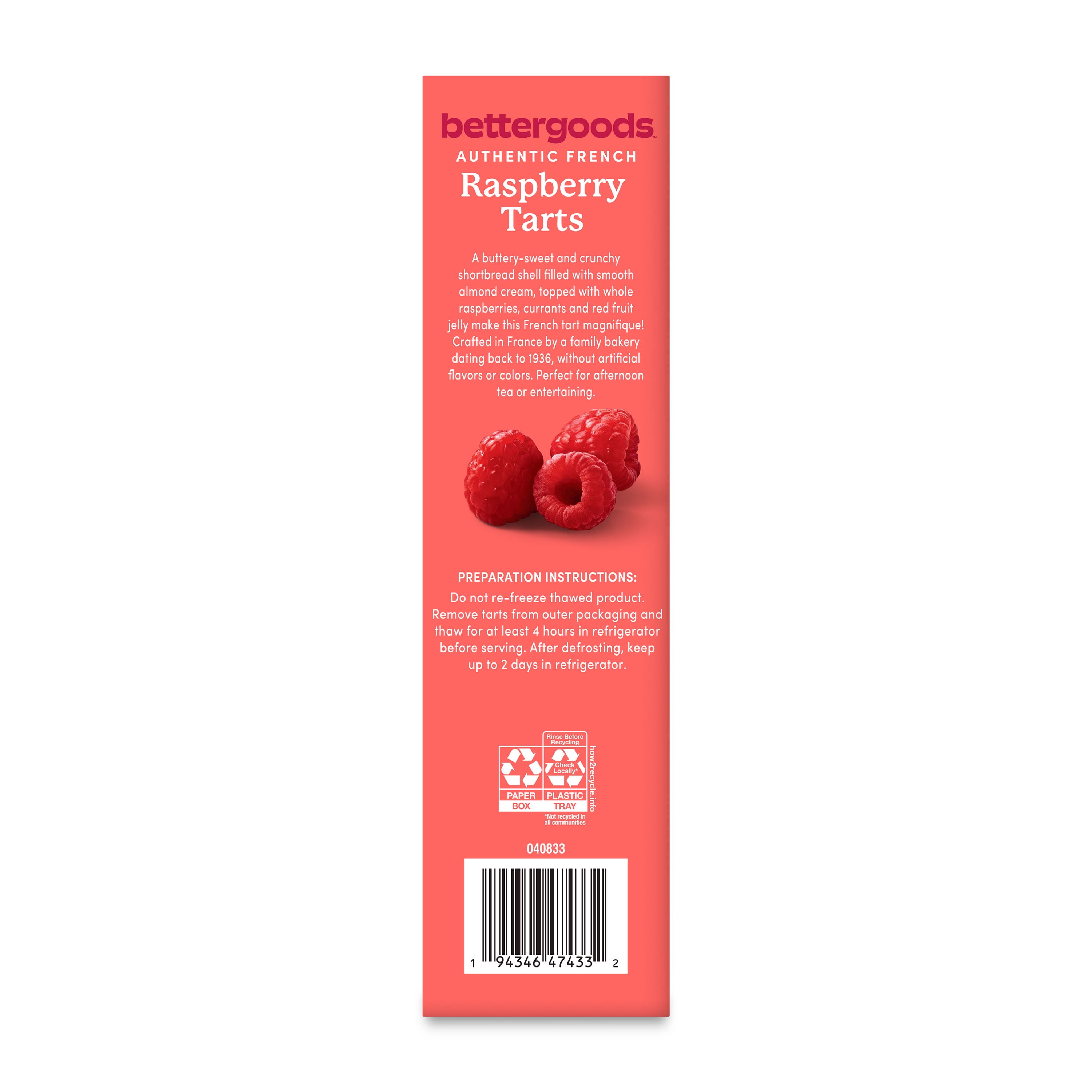 bettergoods Authentic French Raspberry Tarts, 7.6 oz, 2 Count (Frozen)