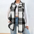 thumbnail image 2 of Chemise Sans Manches à Carreaux à la Mode pour Femmes avec Poches Veste Décontractée, 2 of 4