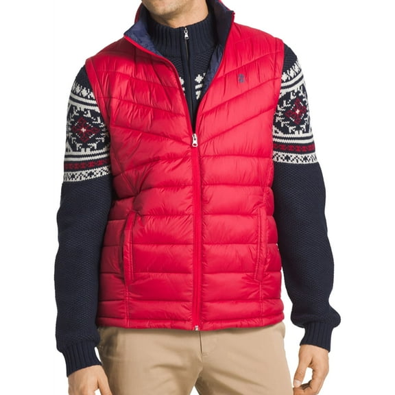 IZOD Mens Apex Quilted Jacket, Red, Medium