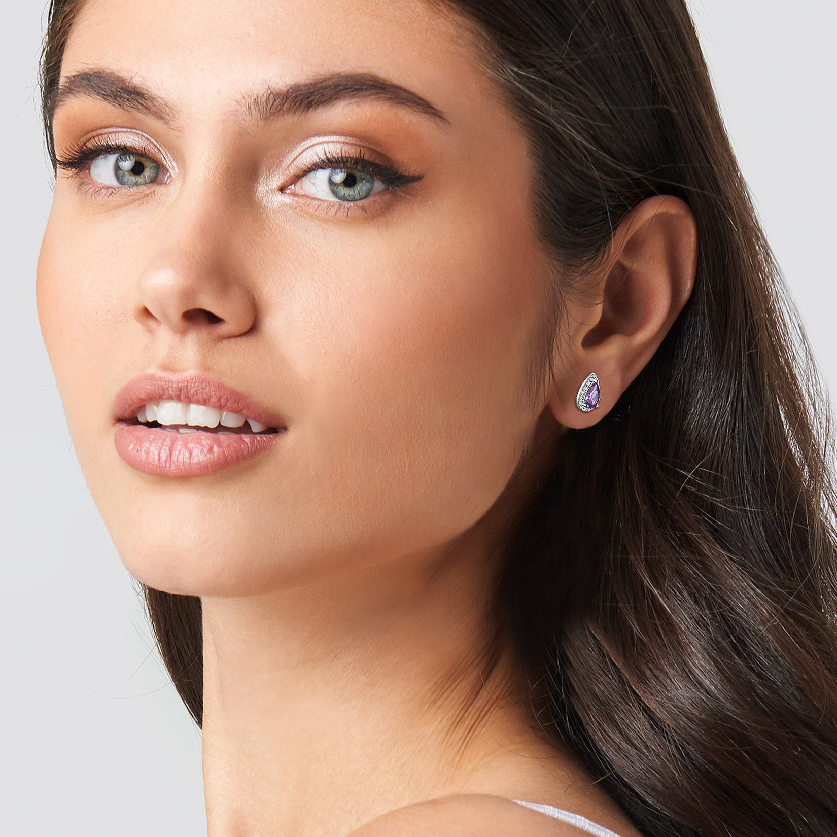 Bestyle 925 Sterling Silver February Birthstone Stud Earrings photo 3