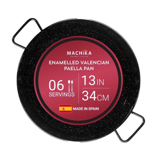 Sartén Machika de acero esmaltado para 6 porciones, 33 cm, resistente a la corrosión