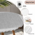 thumbnail image 5 of Gray Geometric Round Fitted Tablecloth with Elastic Edge, Waterproof Table Cloth Table Cover for 55"-60" Tables, White Greek Key Design Burlap Modern Art Tablecloths for Dining Picnic Indoor Outdoor, 5 of 9