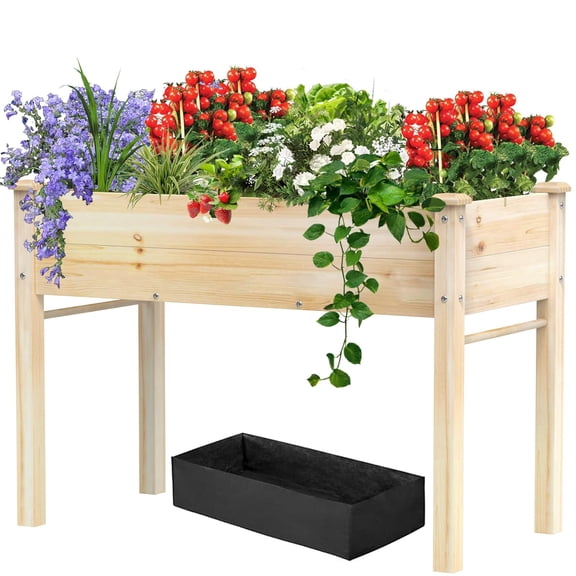Yacona Raised Garden Beds Outdoor, Wooden Elevated Planters Box for Outdoor Plants, for Vegetables Flowers, 48"x24"x31"