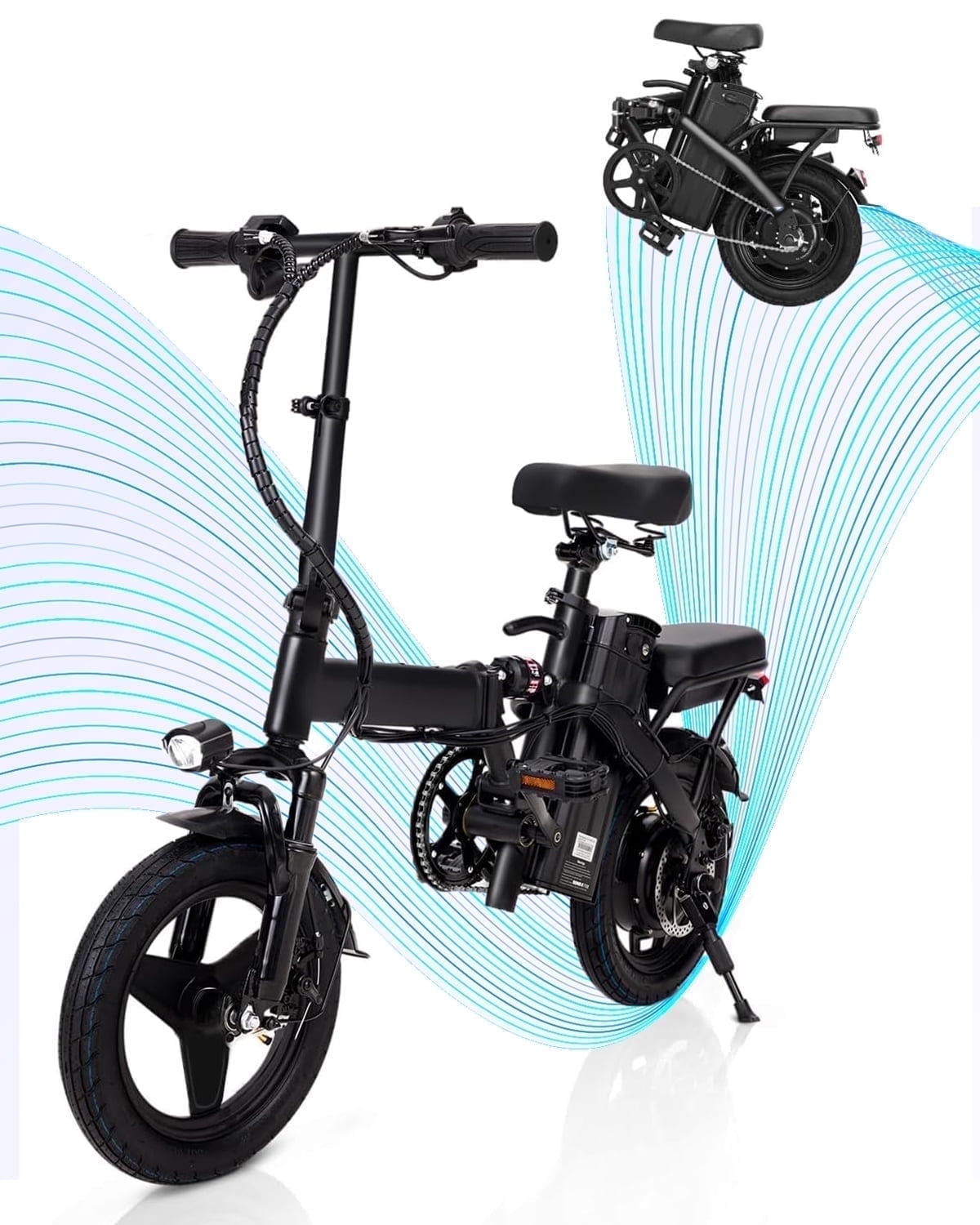 APYEAR 14" Folding Electric Bike 20 Miles, 500W Peak Electric Bicycle for Adults,  Ebike Speed of 15MPH, Suitable for Commuting‌ UL 2849