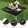 thumbnail image 4 of Black Gold Marble Pattern Square Fitted Tablecloth with Elastic Edge,Square Table Cover,Washable Elastic Table Cover for Home Kitchen Party Decor 36"x36", 4 of 6