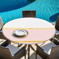 thumbnail image 6 of Modern Pink Gold Round Tablecloth 36-44 Inch Round Fitted Table Cloth with Elastic Edge, Minimalist Geometric Yellow Striped Waterproof Table Cover Protector for Outdoor Picnic Party Dining, 6 of 9