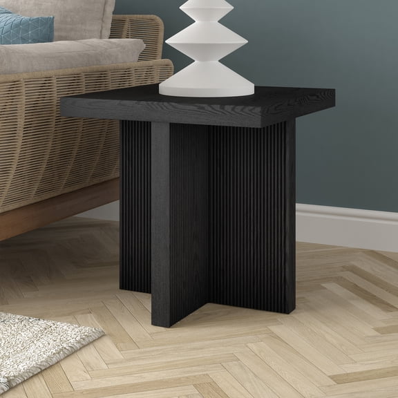Boden 22" Wide Square Side Table in Black Grain