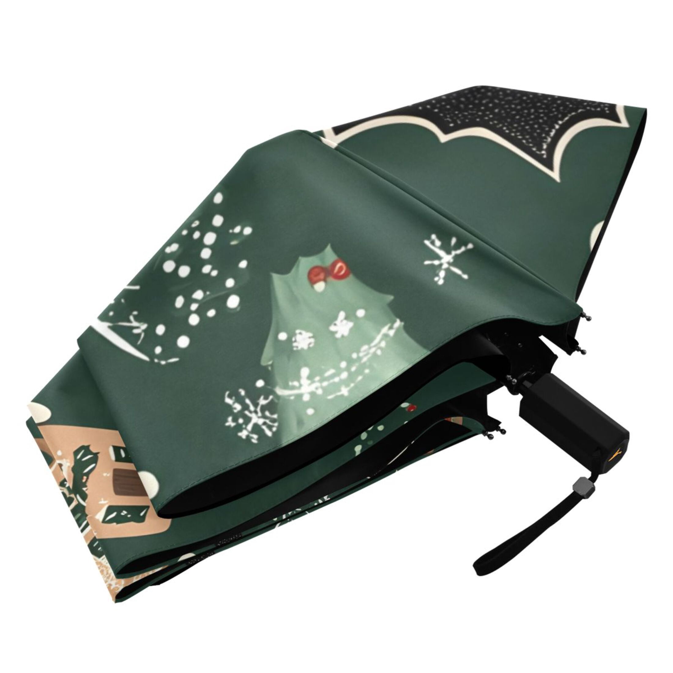 ALAZA Bat House Christmas UPF 50+ Compact Folding Umbrella for Rain Travel Umbrella Packable