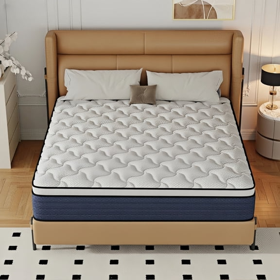 Lodeija 12 inch Queen Mattress in a Box Breathable Knitted Cover Medium Hybrid with Gel Memory Foam and Pocket Springs