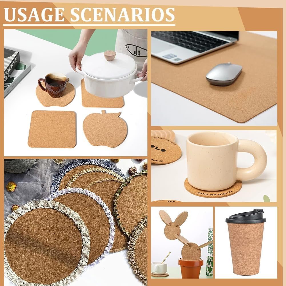 6PCS Cork Sheet 12x12inch Square Cork Sheet Sand Brown Coasters Cork Board for Bulletin Boards Wall Decorations and DIY Crafts 4mm Thick Sandy Brown