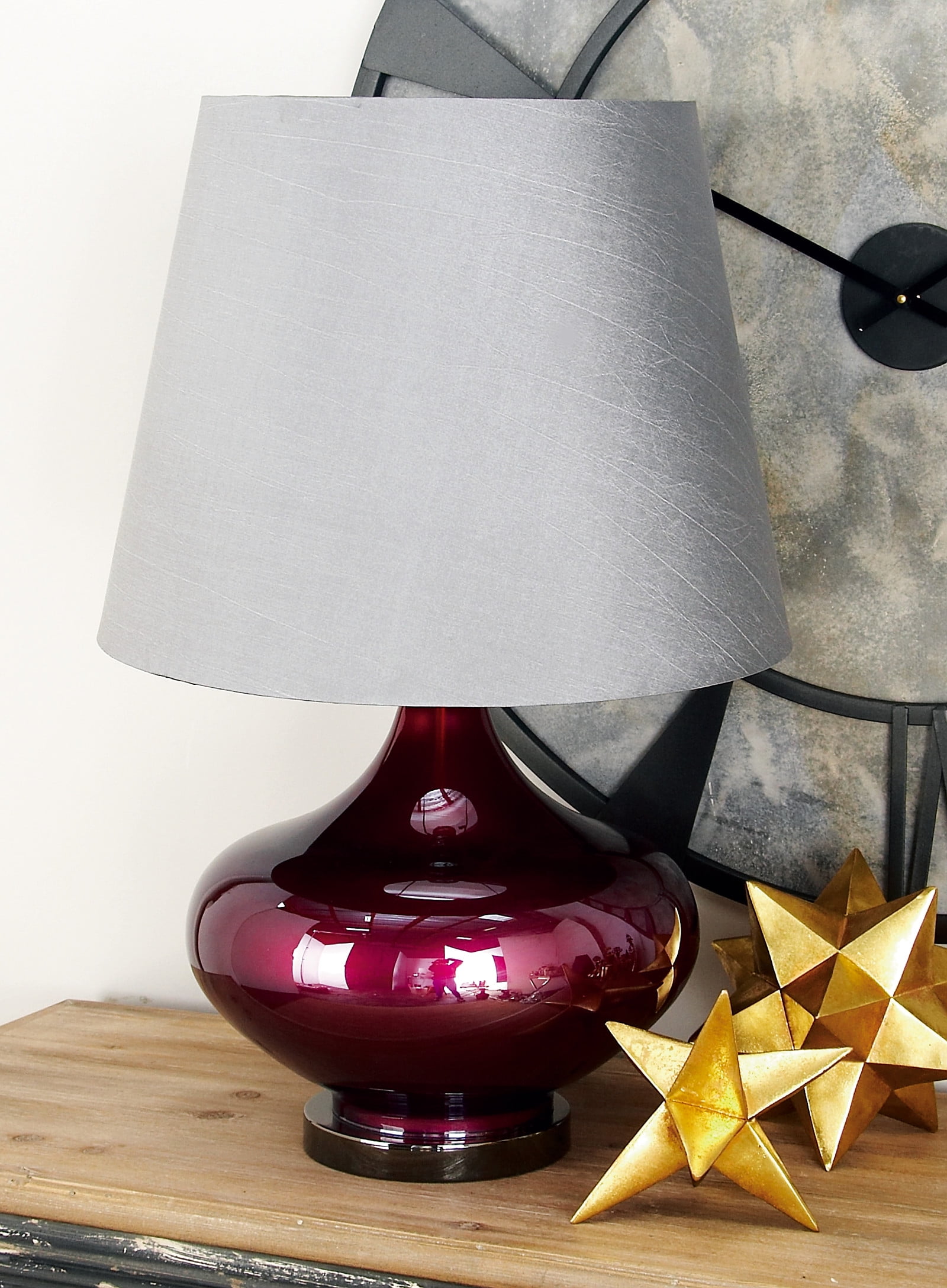 DecMode Modern 28 Inch Purple Glass Gourd Table Lamp With ...