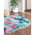 thumbnail image 4 of Unique Loom Azalea Collection Area Rug - Indica (7' 10" x 10' Oval Aqua/Navy Blue), 4 of 7