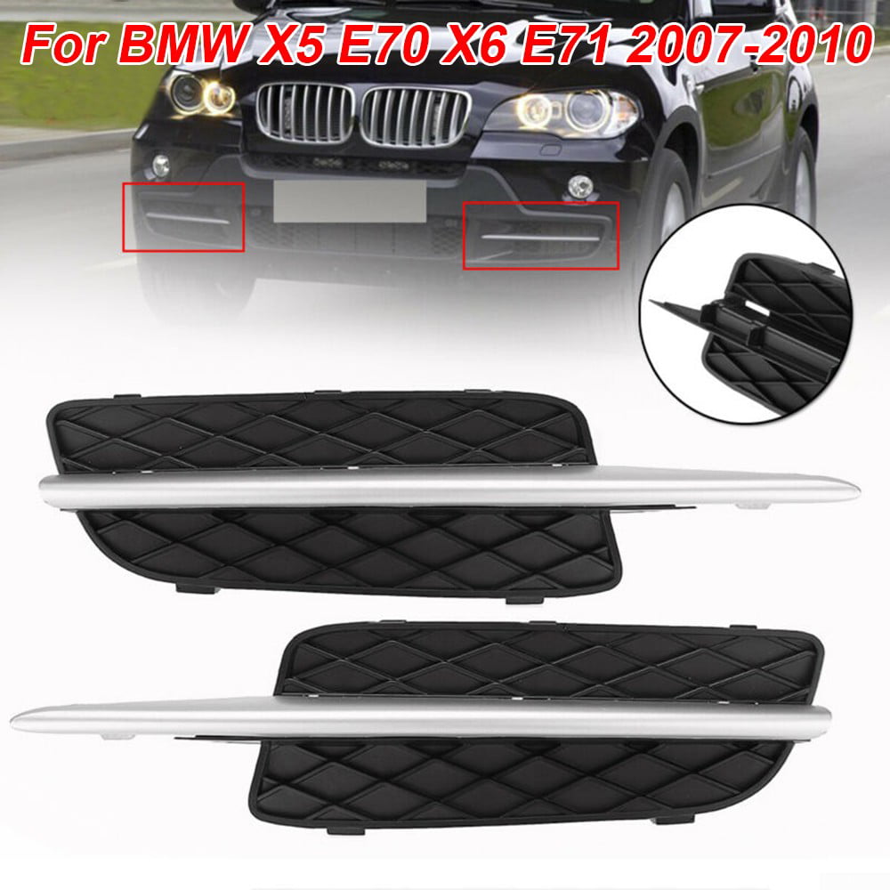 For BMW E71 X6 Pair Set of Front Left & Right Bumper Fog Light Grill Cover Trims
