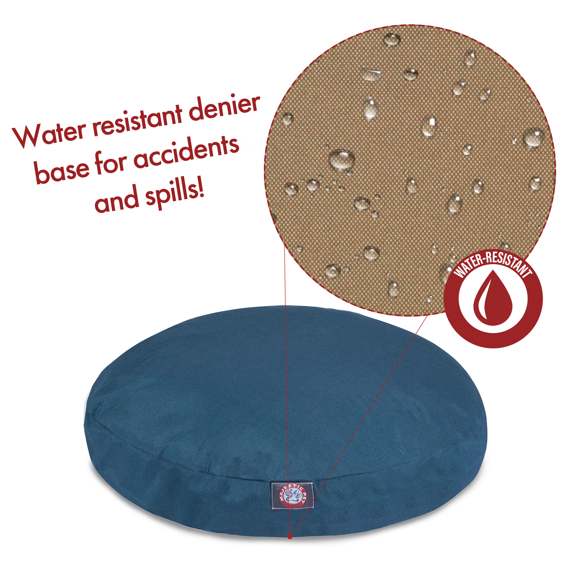 Majestic Pet Solid Round Dog Bed Treated Polyester Removable Cover Navy Blue Large 42 x 42 x 5