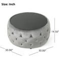 thumbnail image 2 of SSLine 30" Round Ottoman Coffee Table,Drum-Shape Coffee Table with Tempered Glass Top Modern Upholstered Tufted Velvet Ottoman Cocktal Center Table for Living Room, Fully Assembled (Grey), 2 of 8