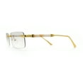 thumbnail image 6 of Mens Luxury Hip Hop Rapper Beveled Rimless Narrow Rectangle Sunglasses Gold - Clear Mirror, 6 of 8