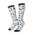 thumbnail image 2 of Balery Watercolor Nautical Printed Novelty Socks Men's Women's Crew Socks Sports Socks Knee High Socks Cotton Socks Quirky and Cool Socks, 2 of 9