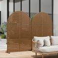 thumbnail image 5 of MAYEERTY 72×47" Arched Outdoor Brown Metal Privacy Panel Screen for Backyard & Garden, Louvered Pattern, 5 of 8