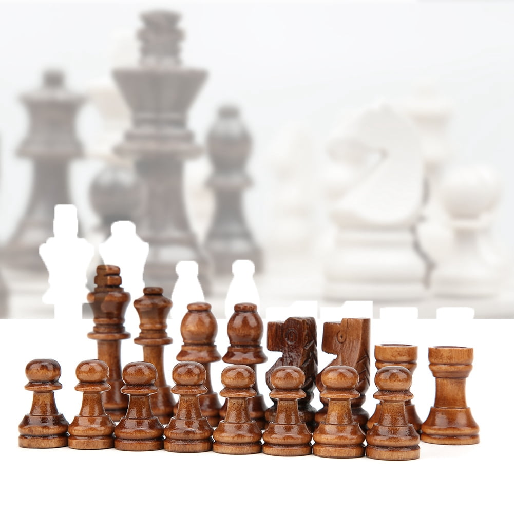 Wooden Chessboard Chess Pieces Set Intellectual Game for Children Adults 
