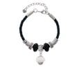 thumbnail image 2 of Delight Jewelry Opaque White Faceted Glass Spinner Lil Sister Celtic Knot Leather Bead Bracelet, 7"+2" Extender, 2 of 4