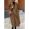 thumbnail image 4 of sicmoss Women's Camel Double Breasted Wool Pea Coat Notch Lapel Midi Winter, 4 of 6