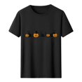 thumbnail image 2 of Gamivast Men's Cute Spooky Cat Pumpkin T-Shirt Halloween Graphic Print Short Sleeve Crewneck Tee Casual Fall Festival Top Novelty Holiday Shirt Flattering Fit Wear Black S, 2 of 5