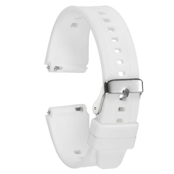 Uxcell Silicone Watch Band 18mm Quick Release Flexible Soft Rubber Replacement Watch Strap with Stainless Steel Clasp for Men Women, White