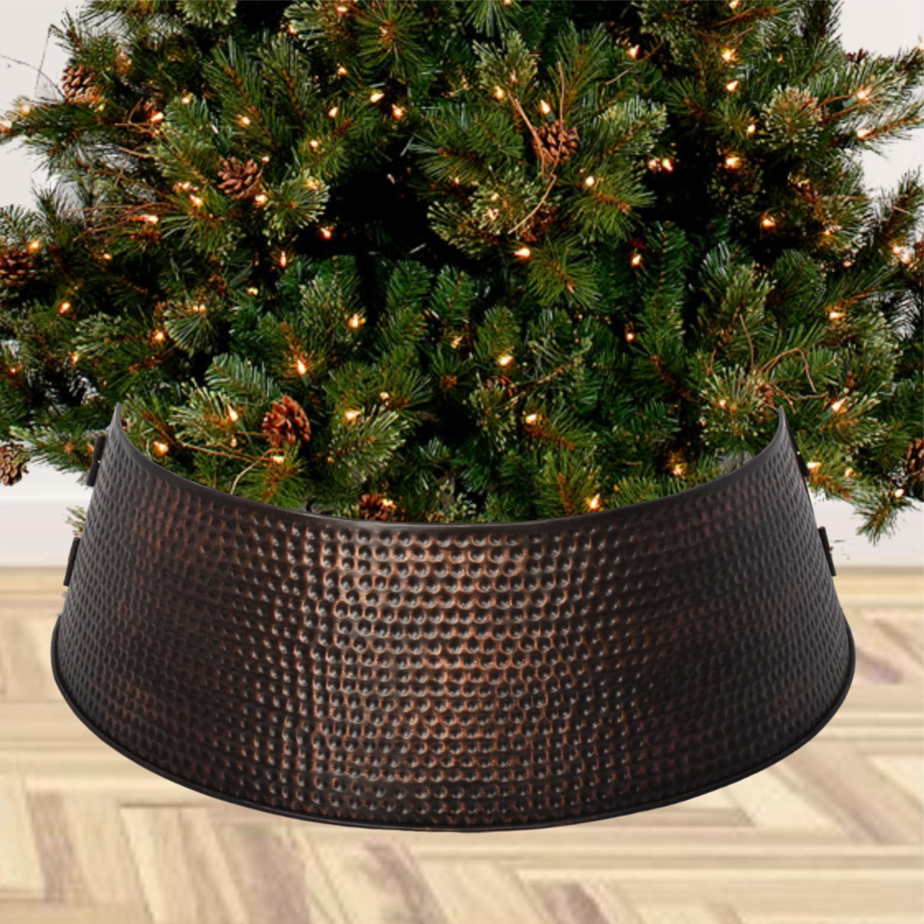 Collier de sapin en métal Holiday Time, finition marron brossé, décoration de Noël, 27 pouces 27-inch cache-pied de sapin metallique