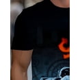 thumbnail image 4 of Men's Flame Drummer Printed T-Shirt - Lightweight Summer Crew Neck Short Sleeve T-Shirt with Drum Pattern, Comfortable Casual Edition, Suitable for Home, Restaurant and Leisure, Machine Washable, 4 of 6