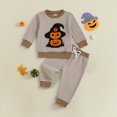 thumbnail image 2 of Futezty Toddler Boys Girls Cute Pumpkin Halloween Waffle Knit Tracksuit Set Striped Sweatshirt Jogger Pants Outfit Embroidery Fall Long Sleeve Casual Clothes 3M-3T, 2 of 6