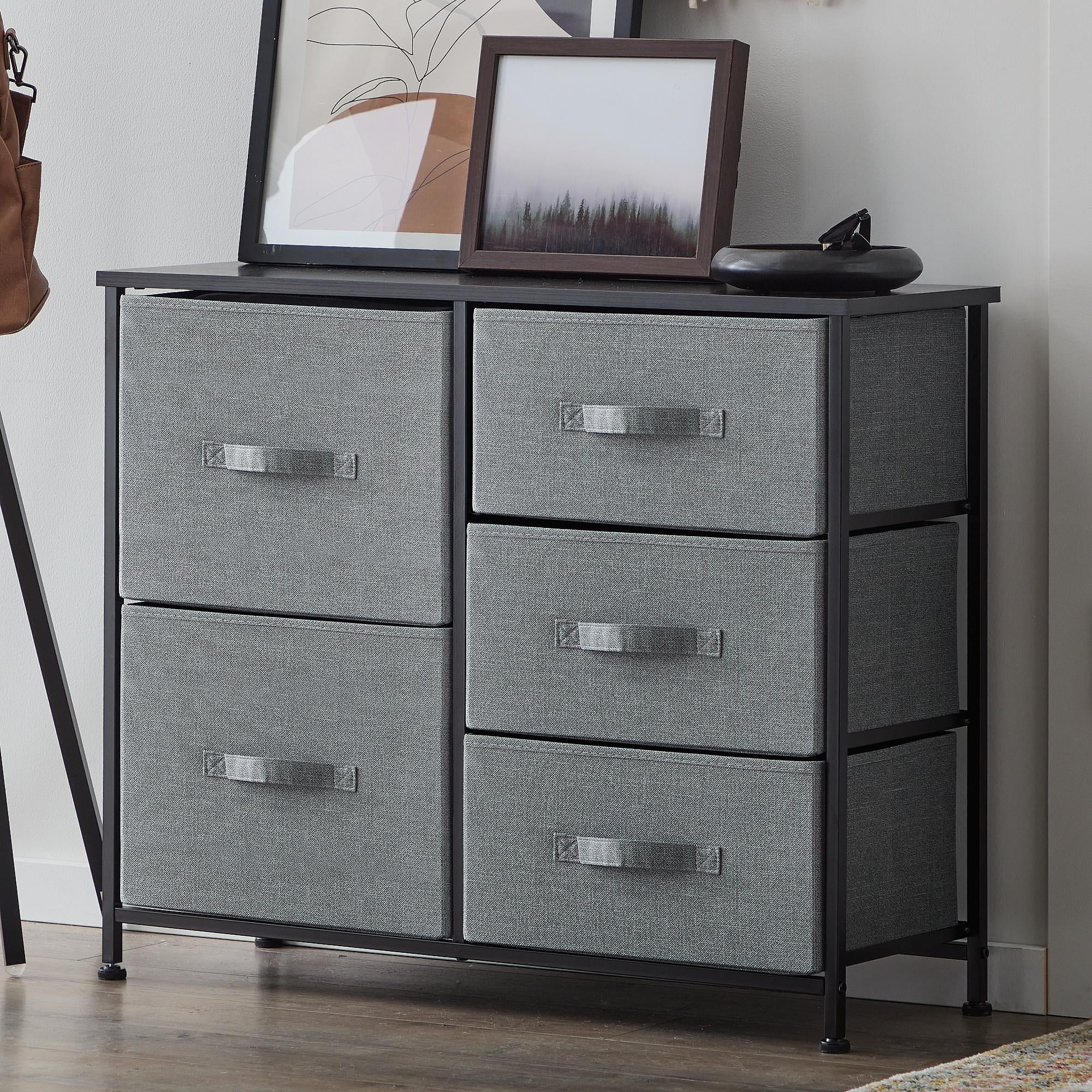 Rest Haven 5 Drawer Cube Storage Organizer, Black/Charcoal