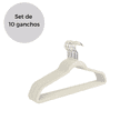 thumbnail image 1 of Set de 10 ganchos para ropa Good & Good de terciopelo color marfil, 1 of 6