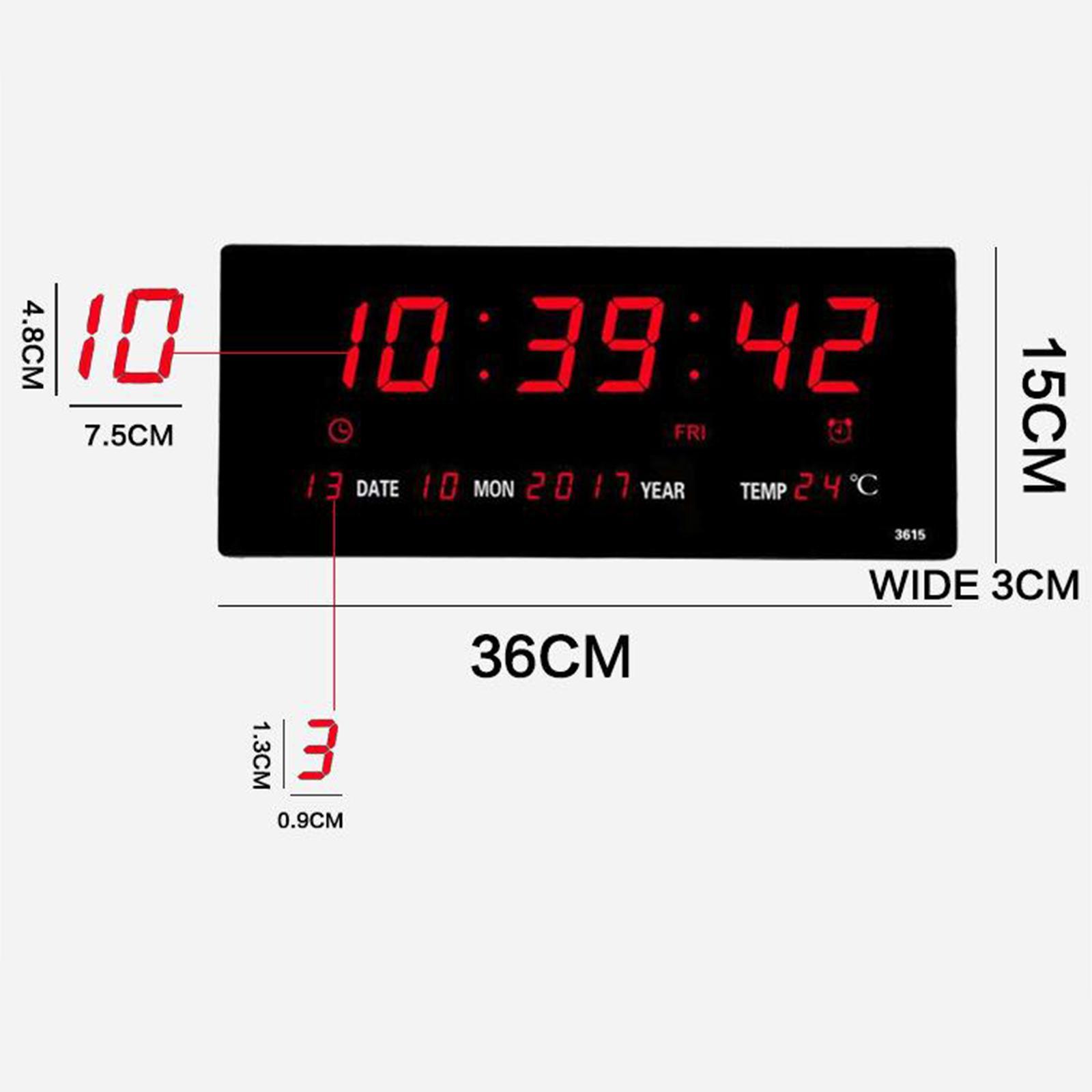 Horloge Murale Numérique Géante 30,5 Cm - 12 Couleurs LED, Télécommande, Température