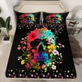 thumbnail image 2 of jejeloiu Colorful Cute Flowers Bed Sheets,Gothic Skull King Sheets,Happy Velantine'S Day Sheet Set For Men Women,Breathable Home Decor,4-Piece, 2 of 7
