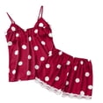 thumbnail image 5 of BRICH Women's 2 Piece Polka Dot Printed Satin Lace Cami Top and Shorts Pajama Set Red L, 5 of 5